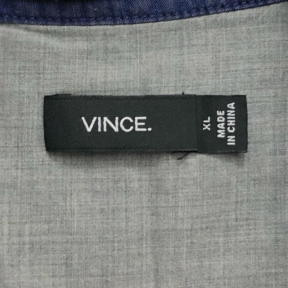 Vince Mens Linen Cotton Shirt Long Sleeve Casual Beach Coastal Nautical Blue XL - Picture 4 of 6